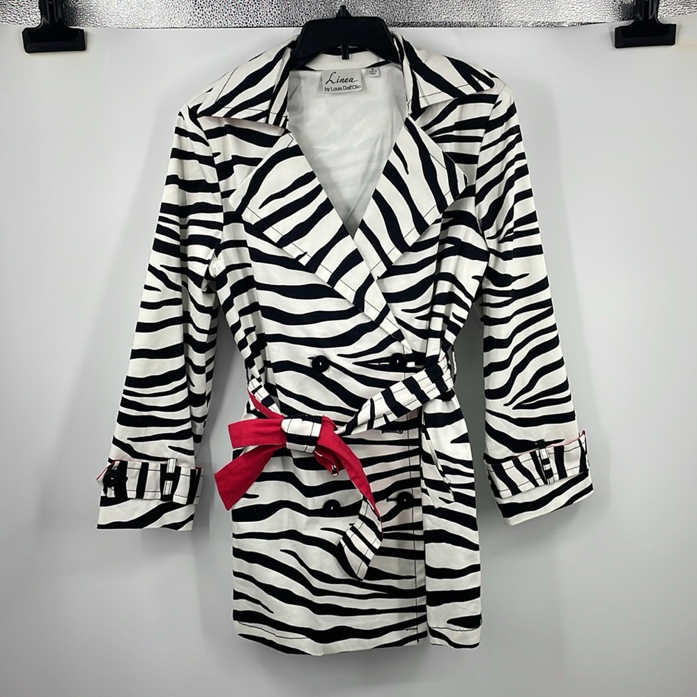 Vintage Linea by Louis Dell'Olio Zebra Print Trench Coat Size Medium